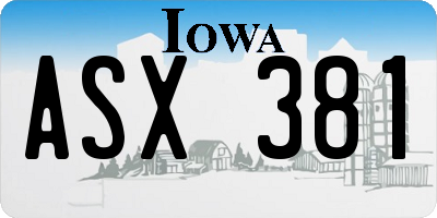 IA license plate ASX381
