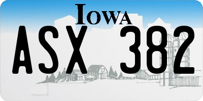 IA license plate ASX382