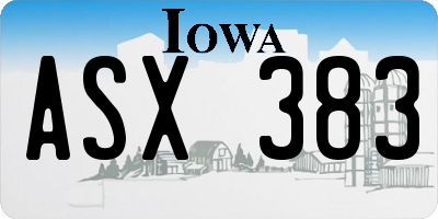 IA license plate ASX383