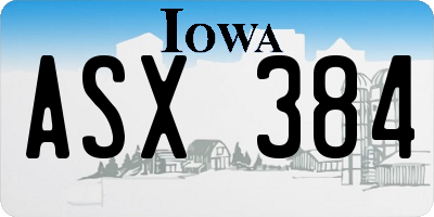 IA license plate ASX384