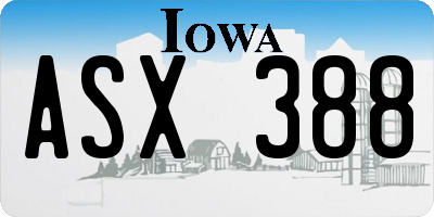 IA license plate ASX388