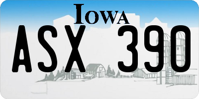 IA license plate ASX390