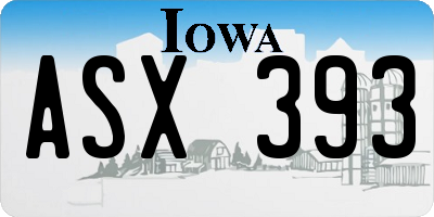 IA license plate ASX393
