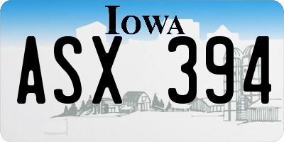 IA license plate ASX394