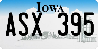 IA license plate ASX395