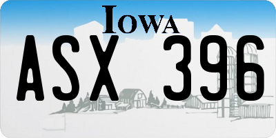 IA license plate ASX396