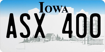IA license plate ASX400