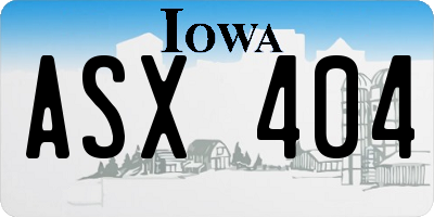 IA license plate ASX404