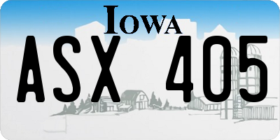 IA license plate ASX405