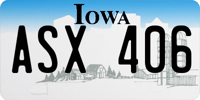 IA license plate ASX406