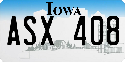 IA license plate ASX408