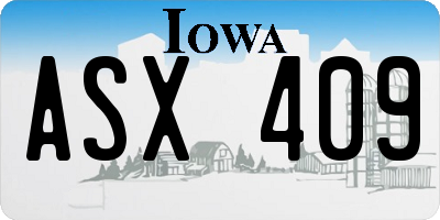 IA license plate ASX409