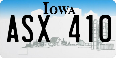 IA license plate ASX410