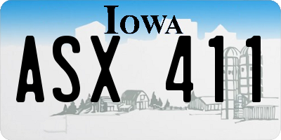 IA license plate ASX411