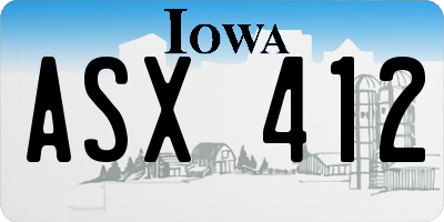 IA license plate ASX412