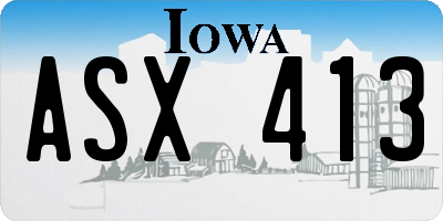 IA license plate ASX413