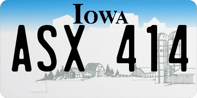 IA license plate ASX414