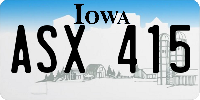 IA license plate ASX415