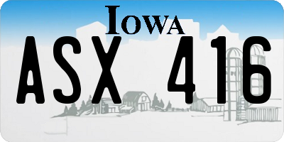 IA license plate ASX416