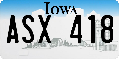 IA license plate ASX418