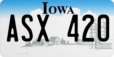 IA license plate ASX420