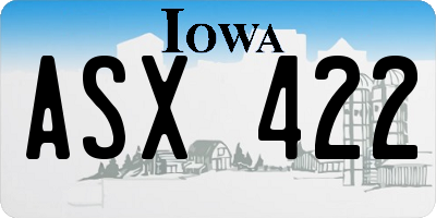 IA license plate ASX422