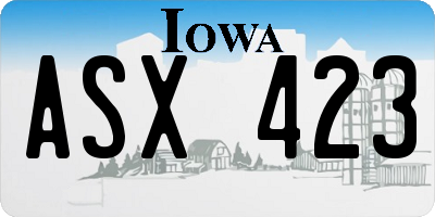 IA license plate ASX423