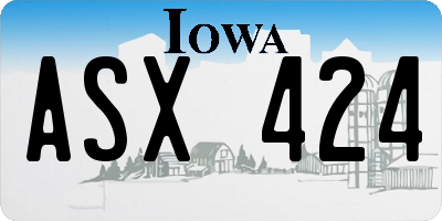 IA license plate ASX424
