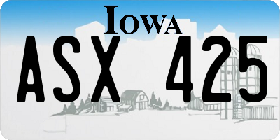 IA license plate ASX425