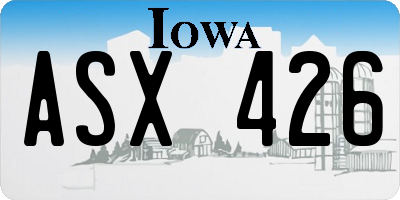 IA license plate ASX426