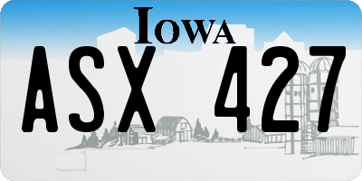IA license plate ASX427