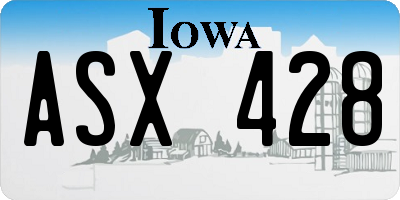IA license plate ASX428