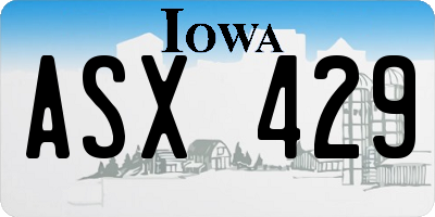 IA license plate ASX429