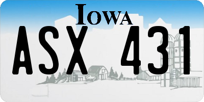 IA license plate ASX431