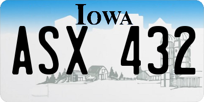 IA license plate ASX432