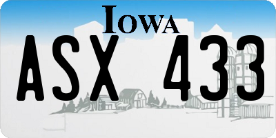 IA license plate ASX433