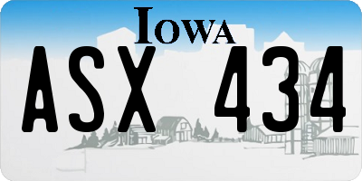IA license plate ASX434