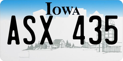 IA license plate ASX435