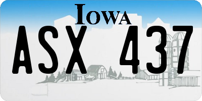 IA license plate ASX437