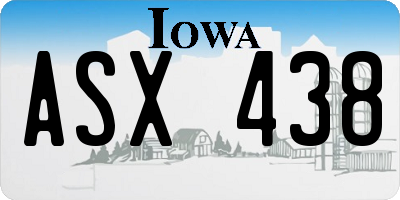 IA license plate ASX438