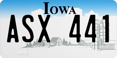 IA license plate ASX441