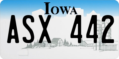 IA license plate ASX442