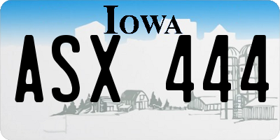 IA license plate ASX444
