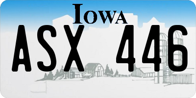 IA license plate ASX446