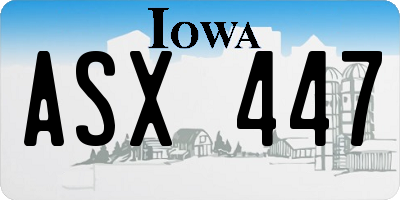 IA license plate ASX447