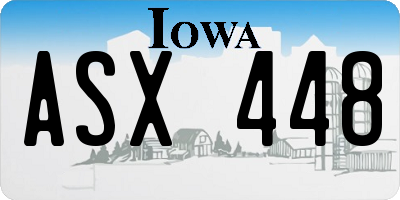 IA license plate ASX448