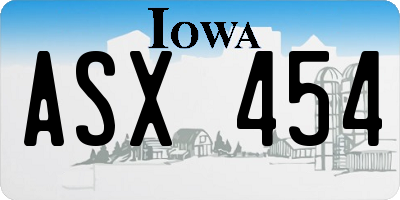 IA license plate ASX454