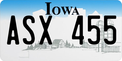 IA license plate ASX455