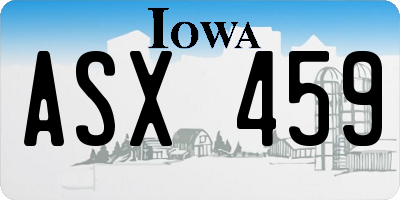 IA license plate ASX459