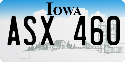 IA license plate ASX460